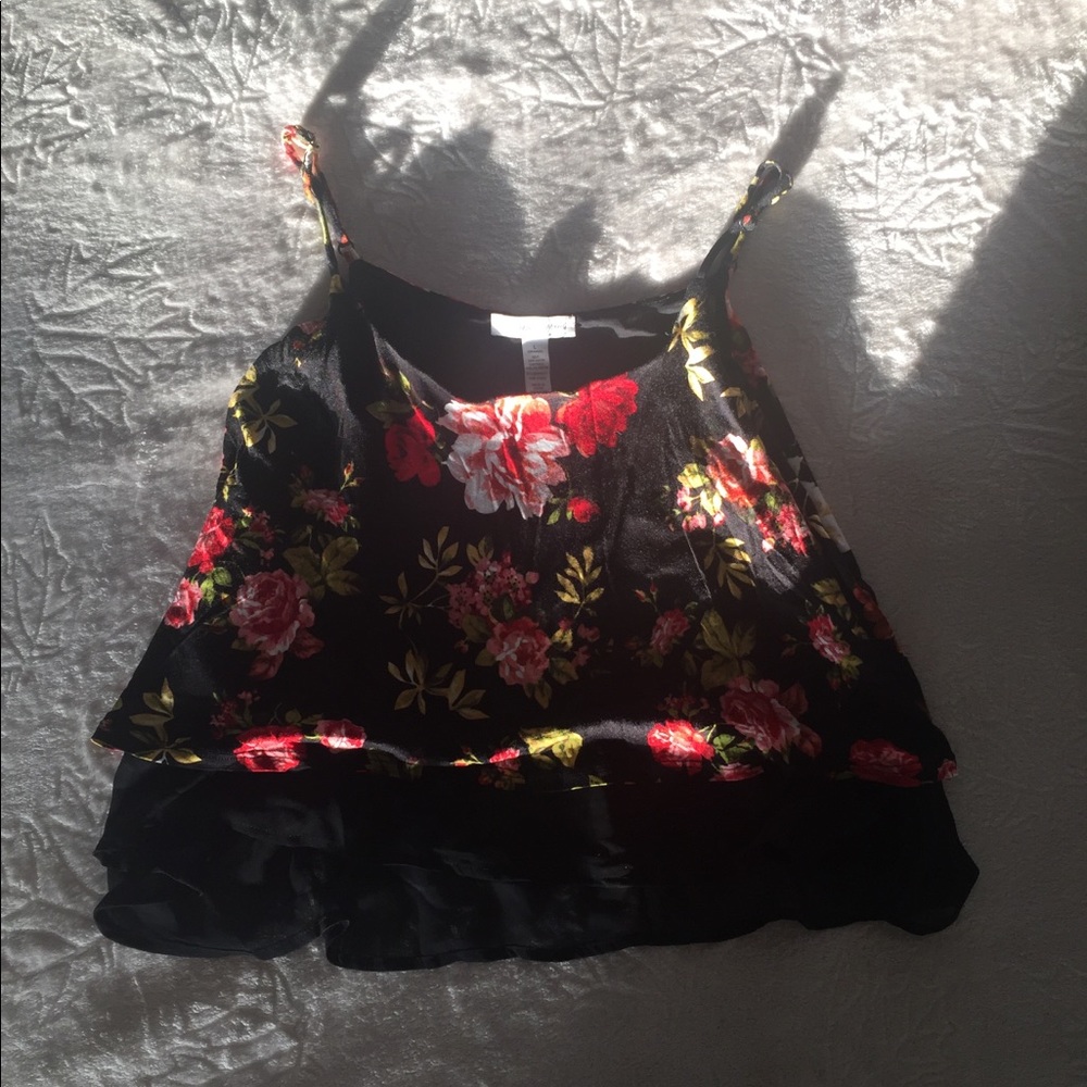 Black colorful floral crop top